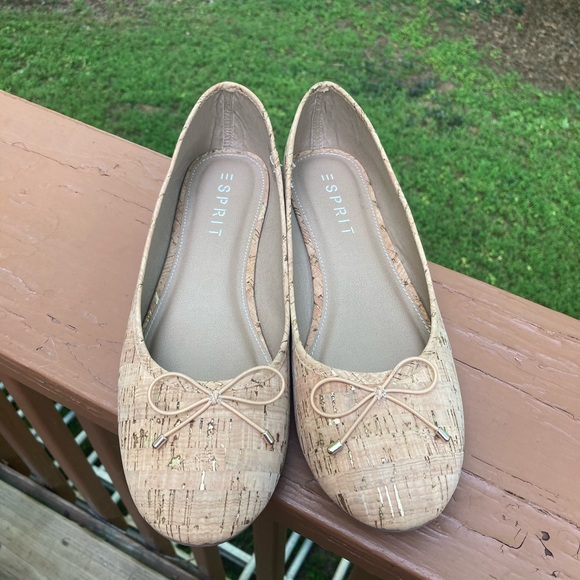 Esprit tan cork ballet flats shoes - Picture 1 of 10